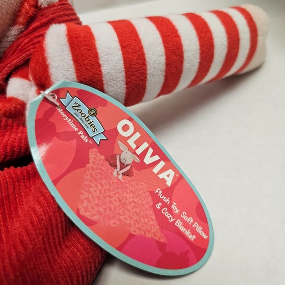 Zoobies Play Sleep Love OLIVIA Pig Doll Striped Plush Soft Tag PJ Storage 2010 - Picture 2 of 13